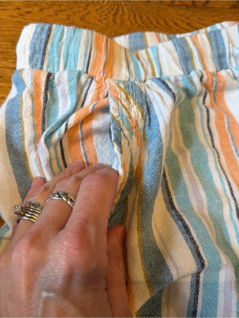 Briggs Linen Blend Striped Pull On Shorts Blue & Orange Women’s Large - Picture 3 of 12